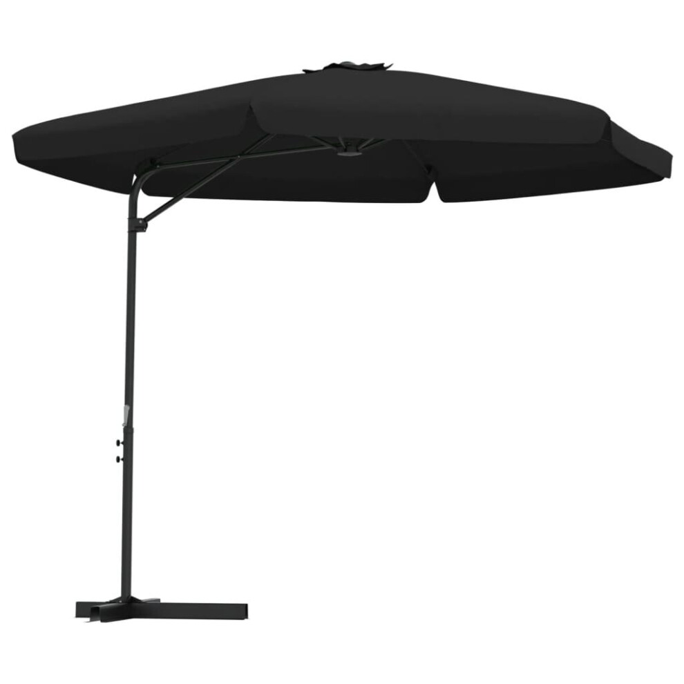 vidaXL Outdoor Parasol with Steel Pole Black Garden Patio Sunshade Umbrella