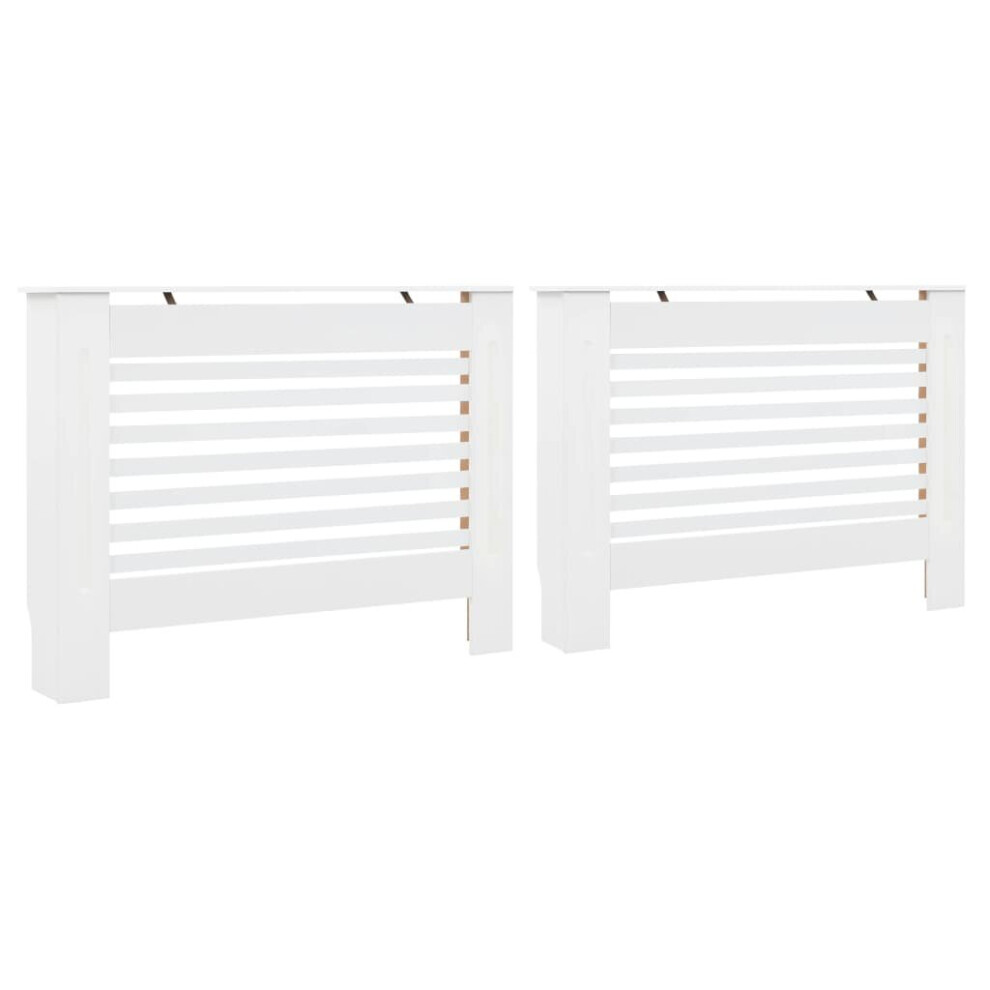 vidaXL 2x Radiator Covers White MDF Living Room Bedroom Heater Cabinet Shelf