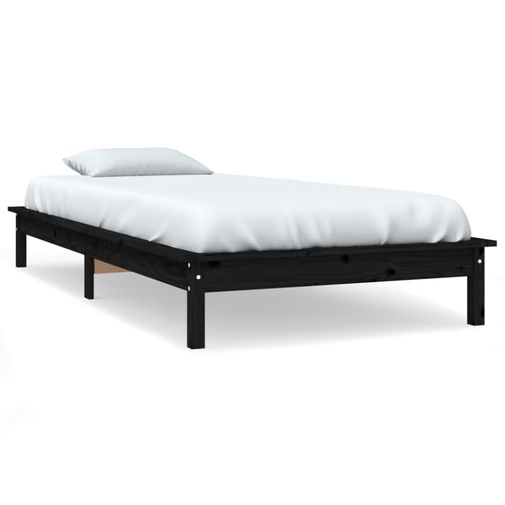 (black, 90 x 190 cm) vidaXL Solid Wood Pine Bed Frame Wooden Bedstead Bed Base Multi Colours/Sizes