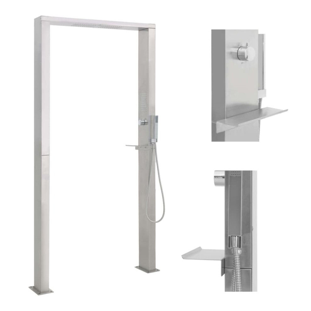 Vidaxl Outdoor Shower Stainless Steel Double Jets Shower Towers Waterfall 8719883783369
