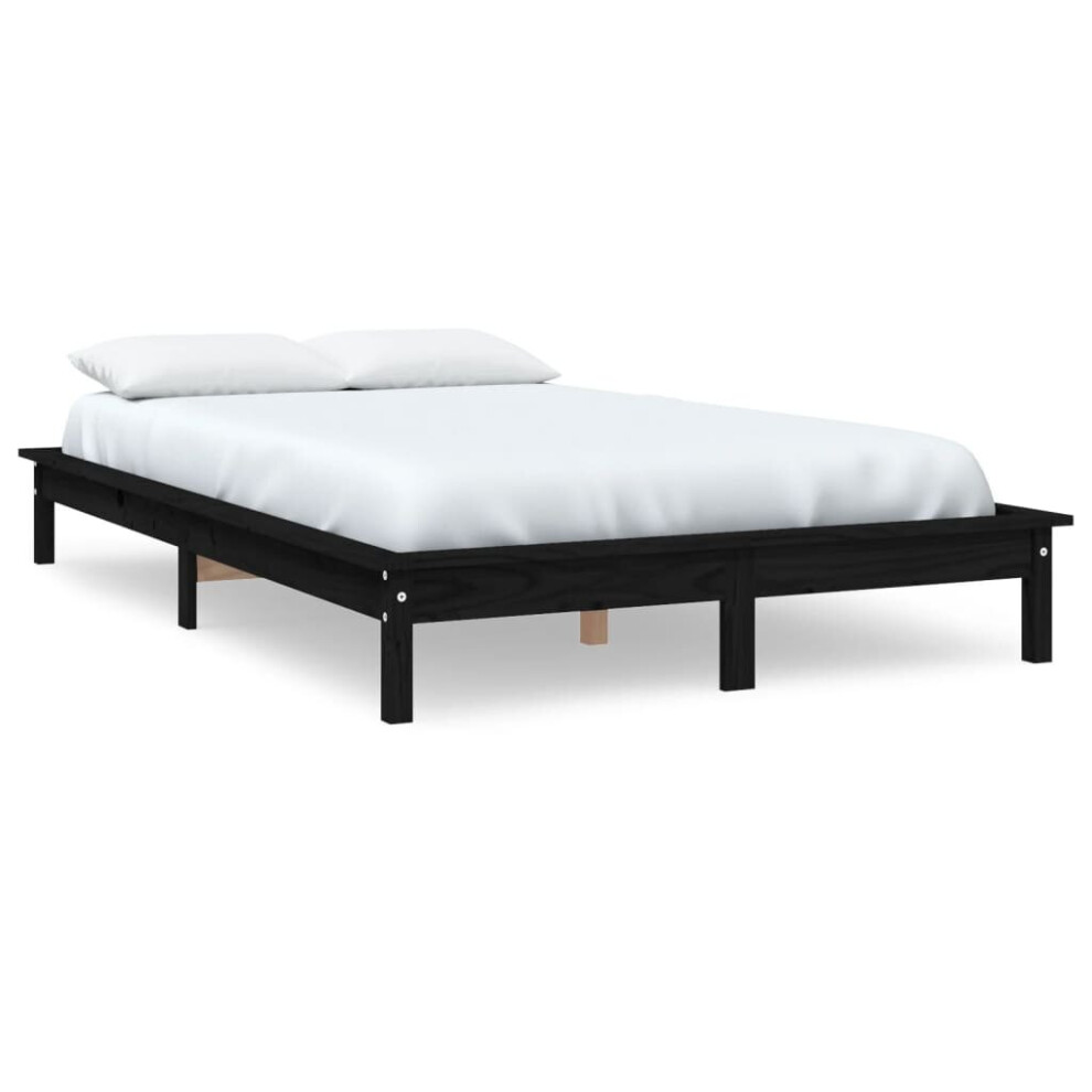 (black, 140 x 190 cm) vidaXL Solid Wood Pine Bed Frame Wooden Bedstead Bed Base Multi Colours/Sizes