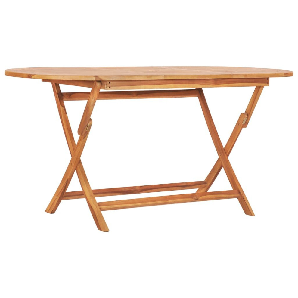 vidaXL Solid Teak Wood Folding Garden Table Outdoor Foldable Wooden Table