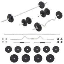 (straight bar + super curl bar + dumbbell bar) vidaXL Barbell and Dumbbell Set Workout Fitness Weight Free Weight Plate Set