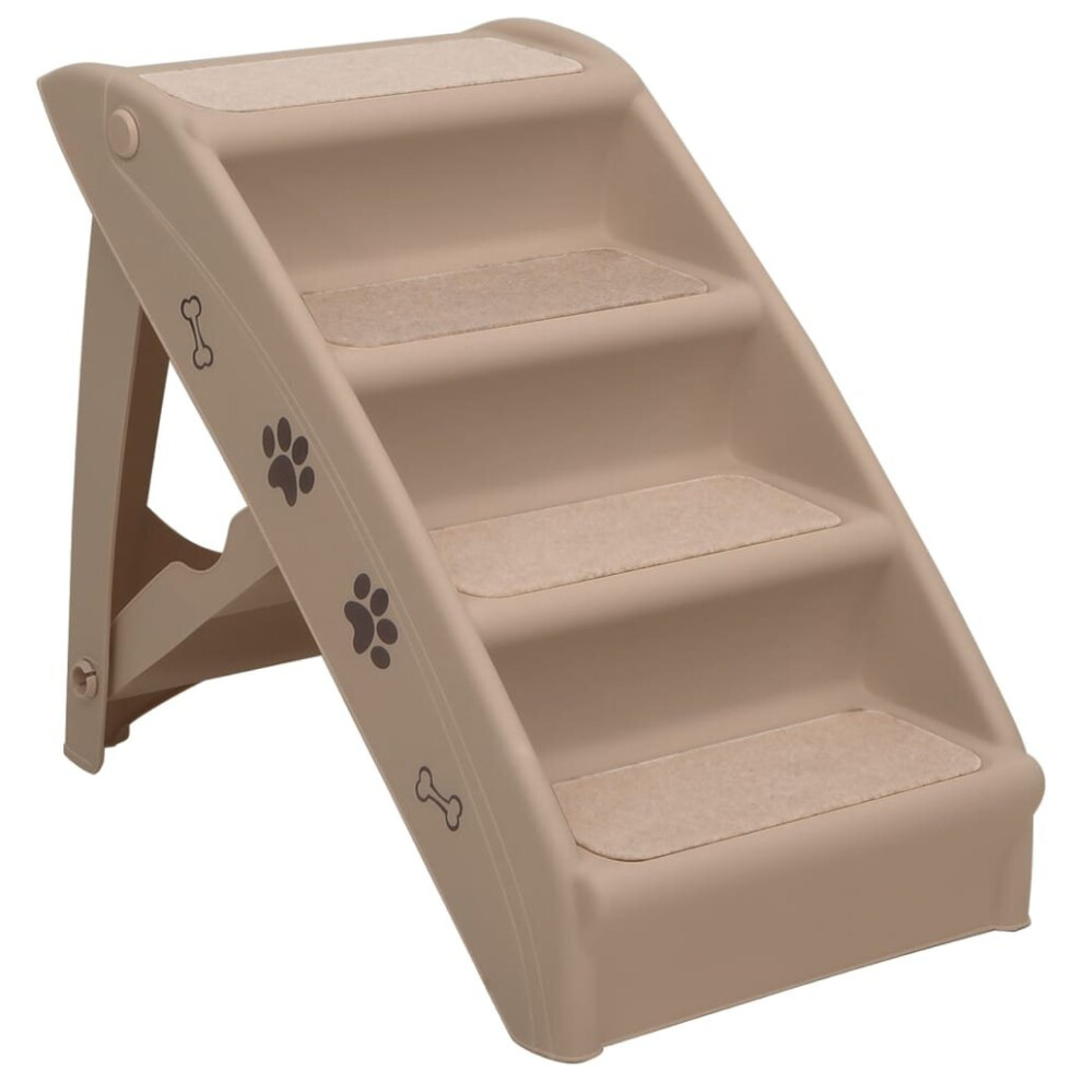 vidaXL Folding Dog Stairs Brown Non-skid Pet Furniture Puppy Step Ladder Ramp-image-OPC-P6MGFW2-NEW