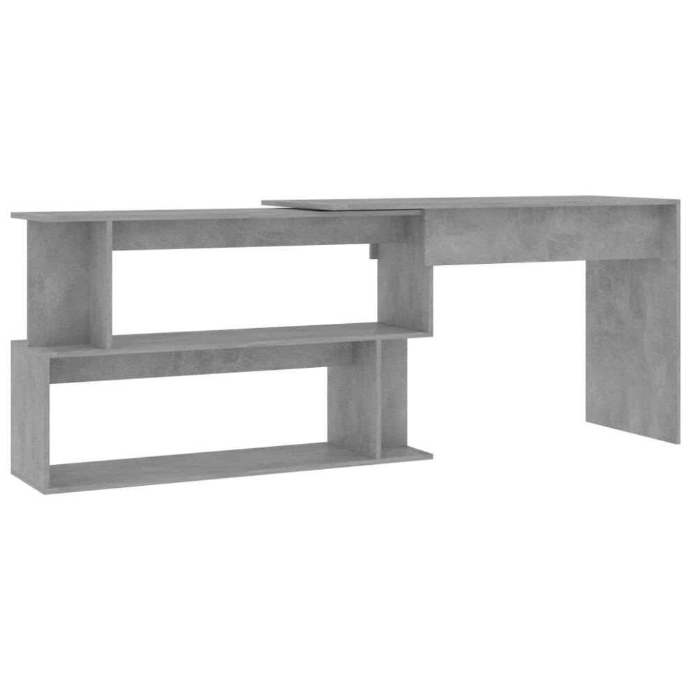 vidaXL Corner Desk Concrete Grey Engineered Wood Bedroom Office Workstation-image-OPC-P5ZCMRZ-NEW