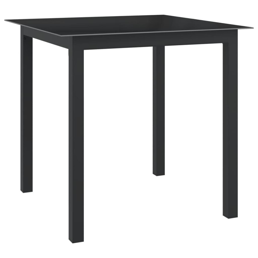 vidaXL Garden Table Black 80x80x74 cm Aluminium and Glass Patio Furniture