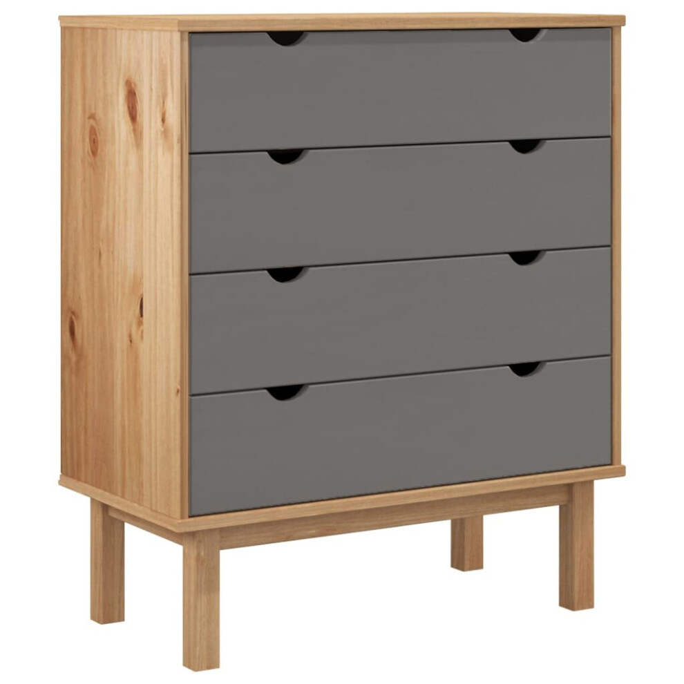 Vidaxl (Brown And Grey) Solid Wood Pine Drawer Cabinet Wooden Storage File Drawer Multi Colours