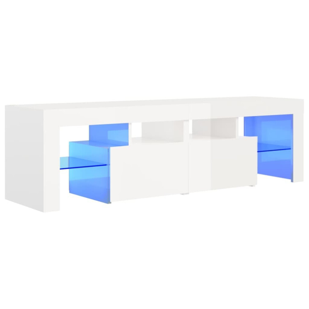 vidaXL TV Cabinet with LED Lights High Gloss White HiFi Stand Stereo Cabinet