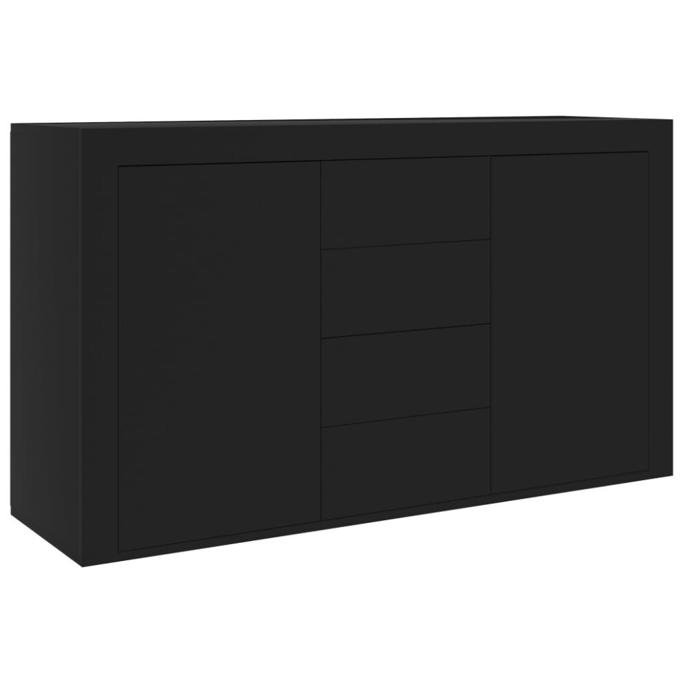 vidaXL Sideboard Black Engineered Wood Drawer Storage Cabinet Home Furniture