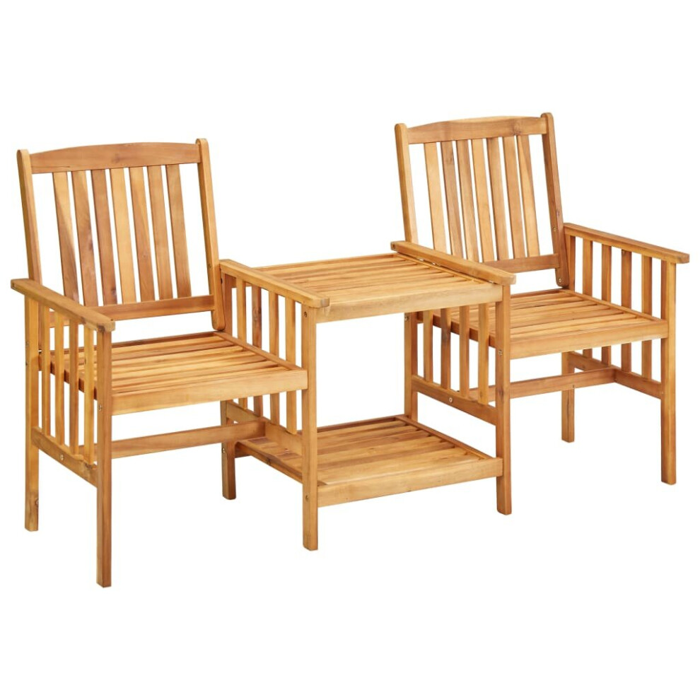 vidaXL Solid Acacia Wood Garden Chairs with Tea Table Outdoor Dinning Set