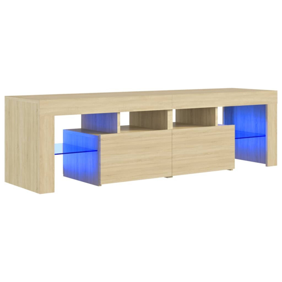 vidaXL TV Cabinet with LED Lights Sonoma Oak HiFi Stand TV Unit Hifi Cabinet