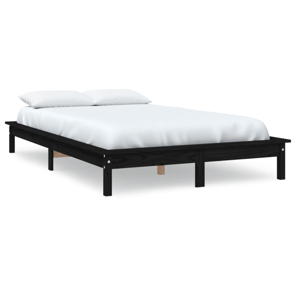 Vidaxl (Black, 150 X 200 Cm) Solid Wood Pine Bed Frame Wooden Bedstead Bed Base Multi Colours/Sizes