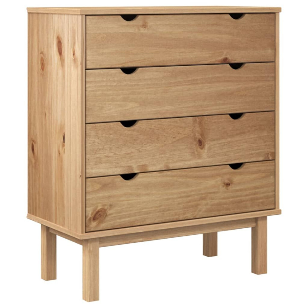 vidaXL Solid Pine Wood Chest of Drawers - 4 Drawer - Brown - Image 4