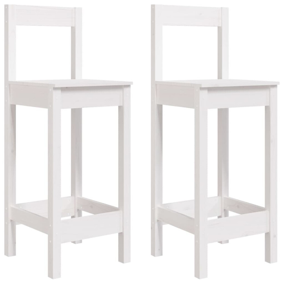 Vidaxl (White, 40 X 41.5 X 112 Cm) 2X Solid Wood Pine Bar Chairs Wooden Dining Room Bar Stool Pub Chair