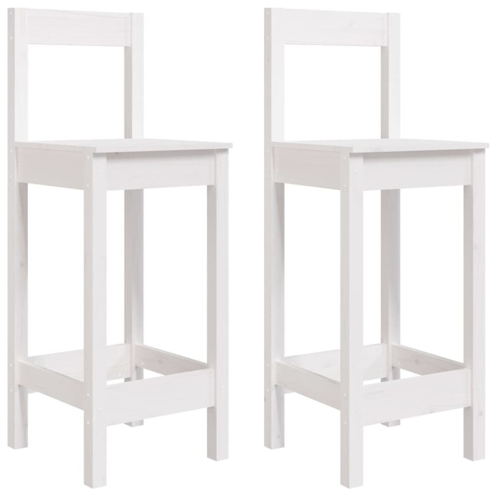 (White, 40 x 41.5 x 112 cm) vidaXL 2x Solid Wood Pine Bar Chairs Wooden Dining Room Bar Stool Pub Chair