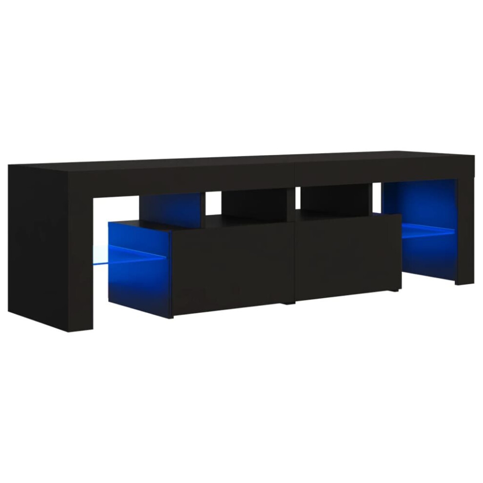 vidaXL TV Cabinet with LED Lights Black HiFi Stand Desk TV Unit Hifi Cabinet