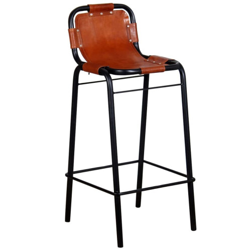 VidaXL vidaXL 2x Bar Stools Genuine Leather Kitchen Counter Seat Chair Furniture 1