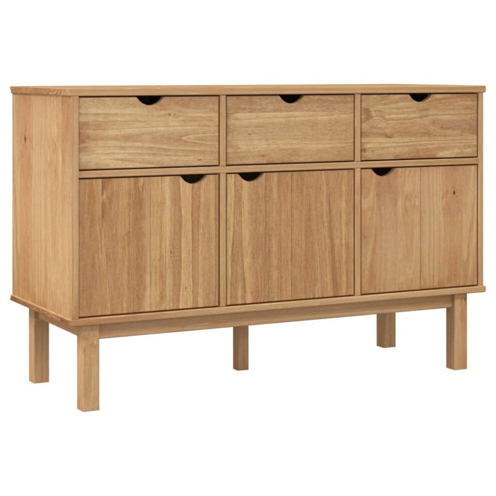 (Brown) vidaXL Solid Wood Pine Sideboard Wooden Highboard Home Organiser Multi Colours