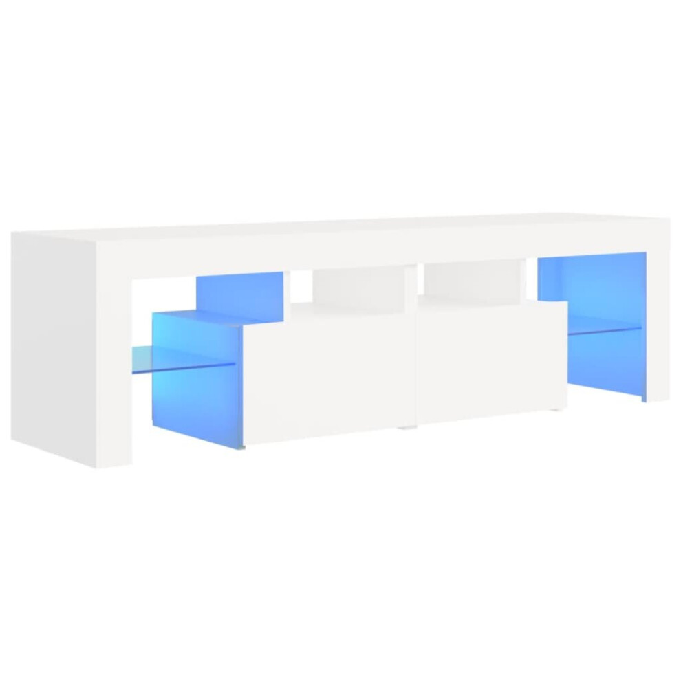 vidaXL TV Cabinet with LED Lights White HiFi Stand Desk TV Unit Hifi Cabinet