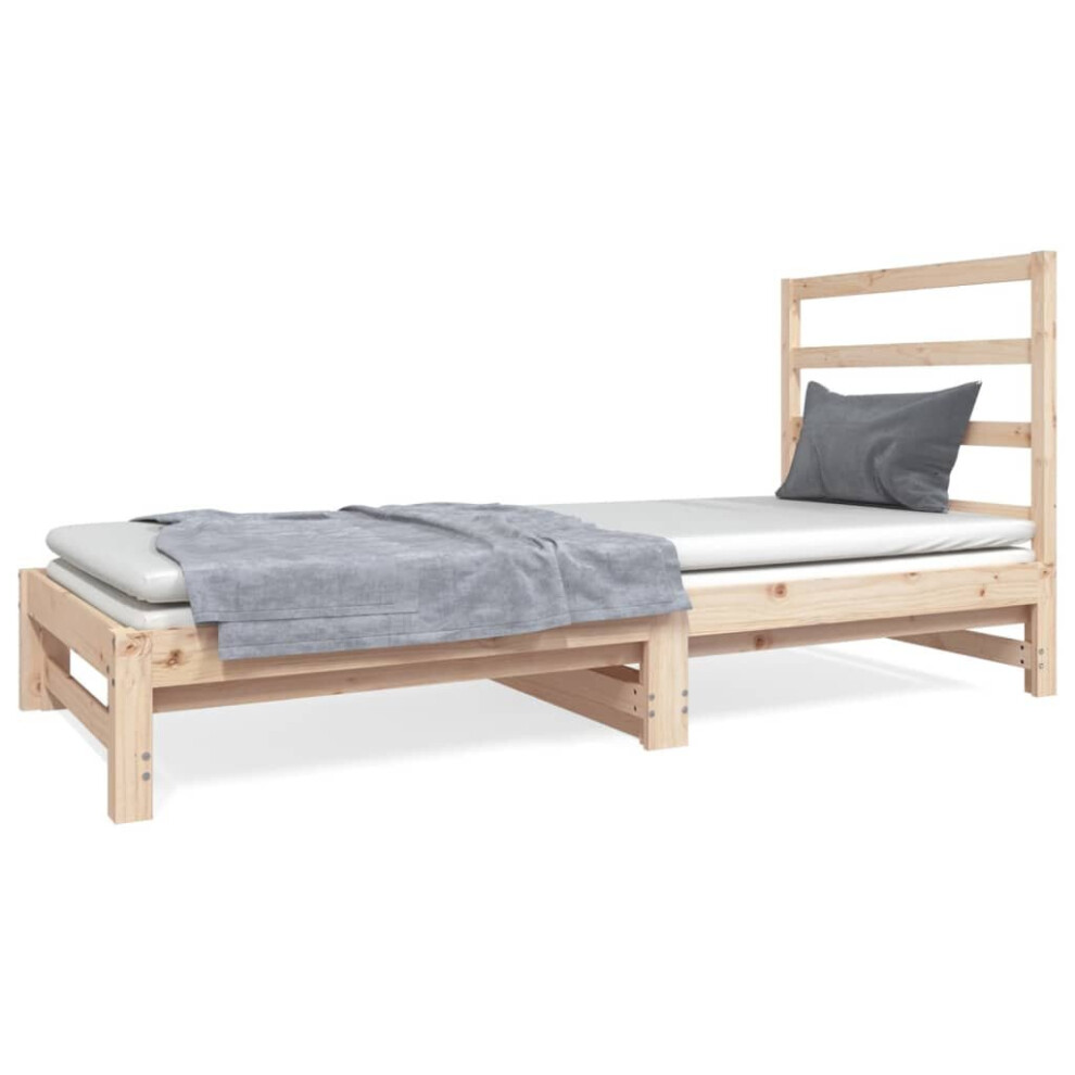 Vidaxl (Brown) Pull-Out Day Bed Bedroom Sofa Bed Guest Bed Sofa Couch Solid Wood Pine