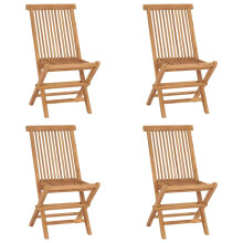 vidaXL 4x Solid Teak Wood Folding Garden Chairs Outdoor Seating Furniture