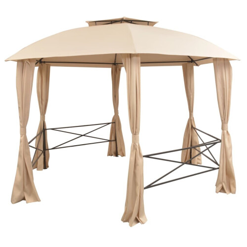 VidaXL vidaXL Gartenpavillon mit Vorhängen Hexagonal 360x265 cm 1