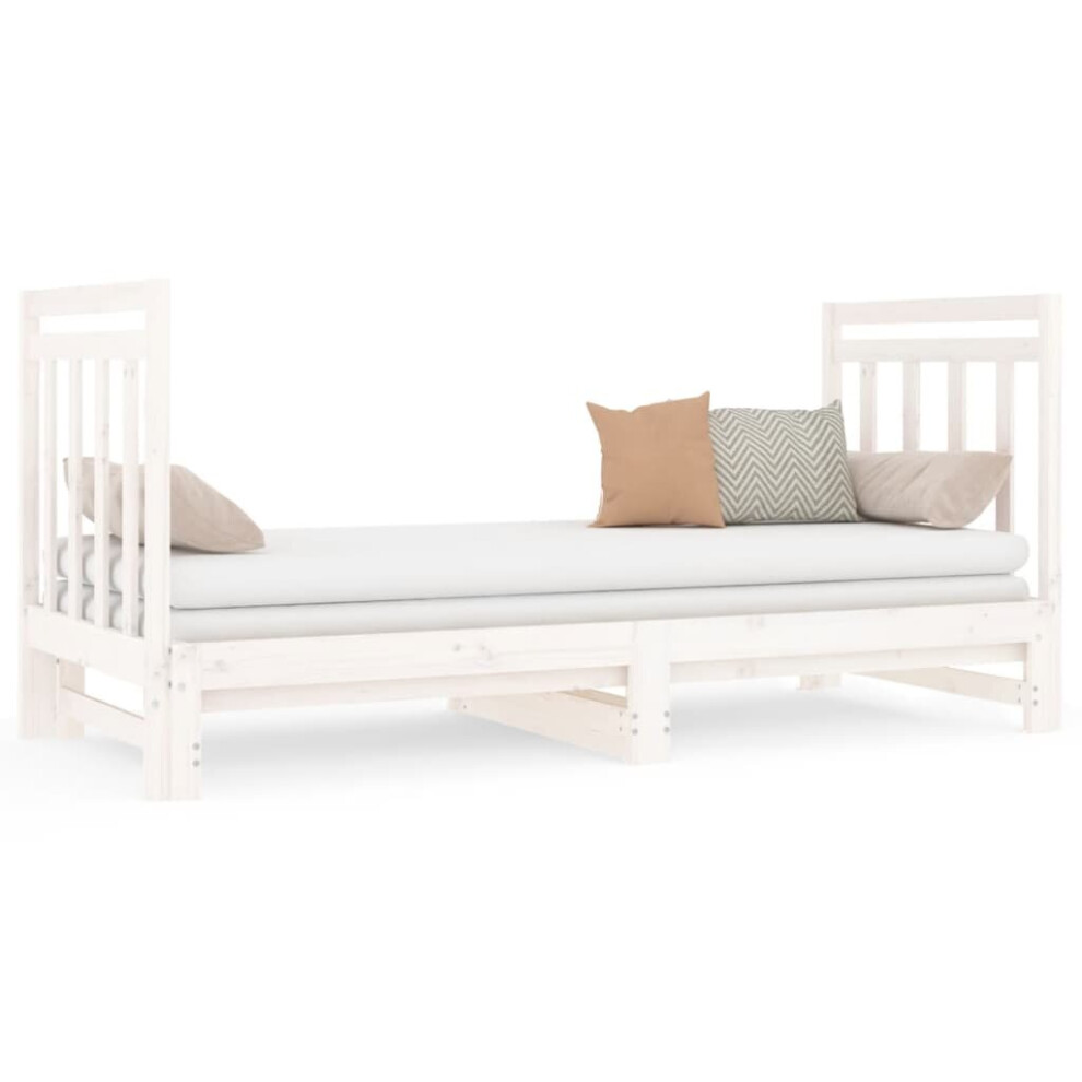 (White, 2x (90 x 190) cm) vidaXL Solid Wood Pine Pull-out Day Bed Guest Sofa Bed Furniture Multi Colours