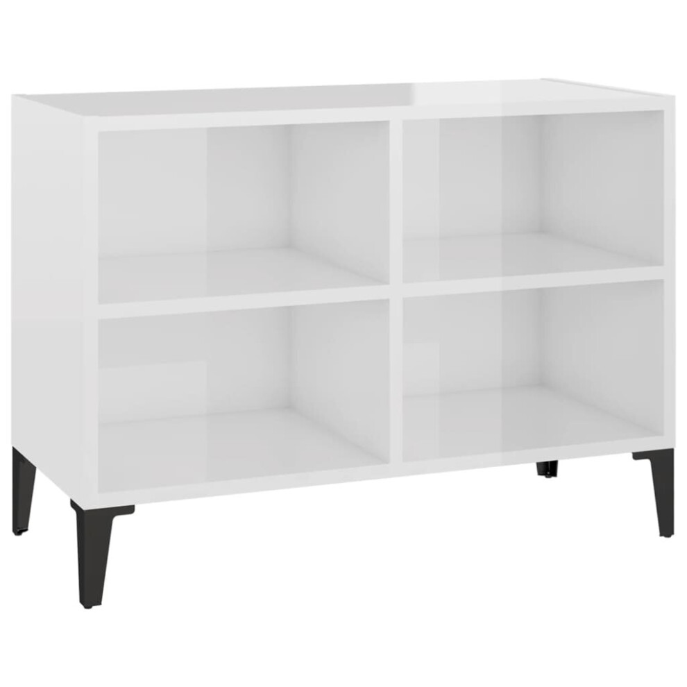 vidaXL TV Cabinet with Metal Legs High Gloss White TV Stand Unit Hifi Cabinet