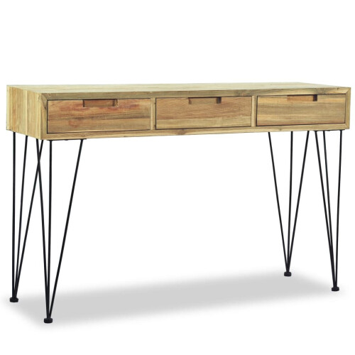 VidaXL vidaXL Solid Teak Console Table 120x35x76cm with 3 Drawers Sideboard Desk 1