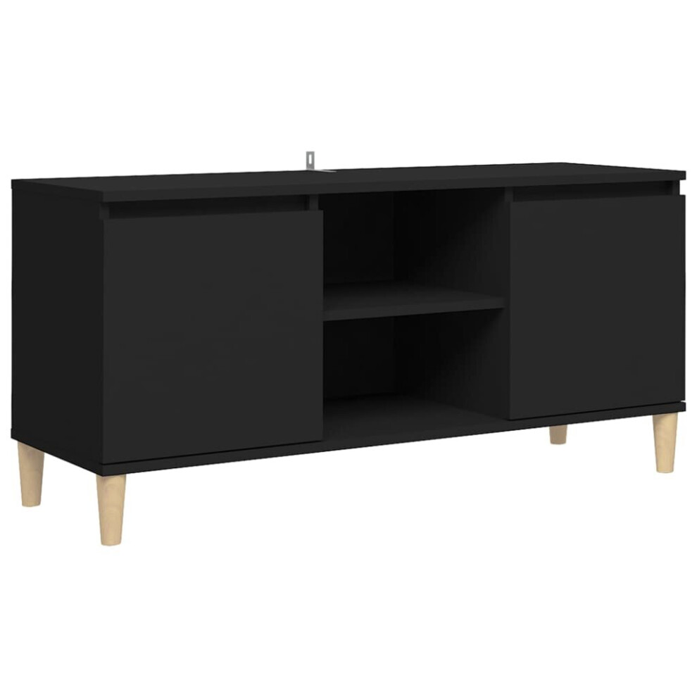 vidaXL TV Cabinet with Solid Wood Legs Black Bedroom TV Stand Hifi Cabinet