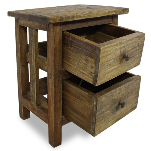 VidaXL vidaXL Nightstand Bedside Cabinet Side Table Bed Table Solid Mahogany Wood 1