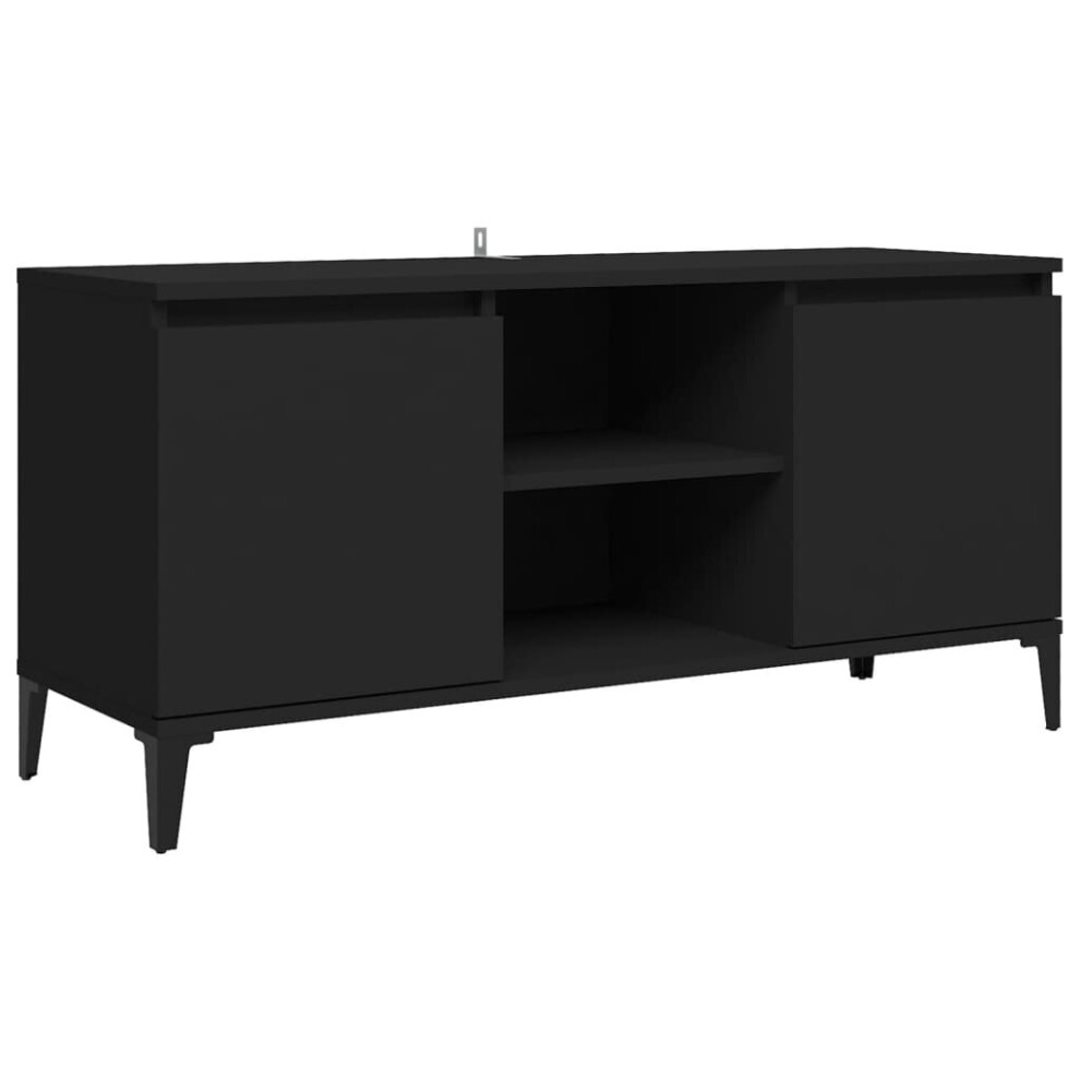 vidaXL TV Cabinet With Metal Legs Black Bedroom TV Stand Unit Hifi Cabinet