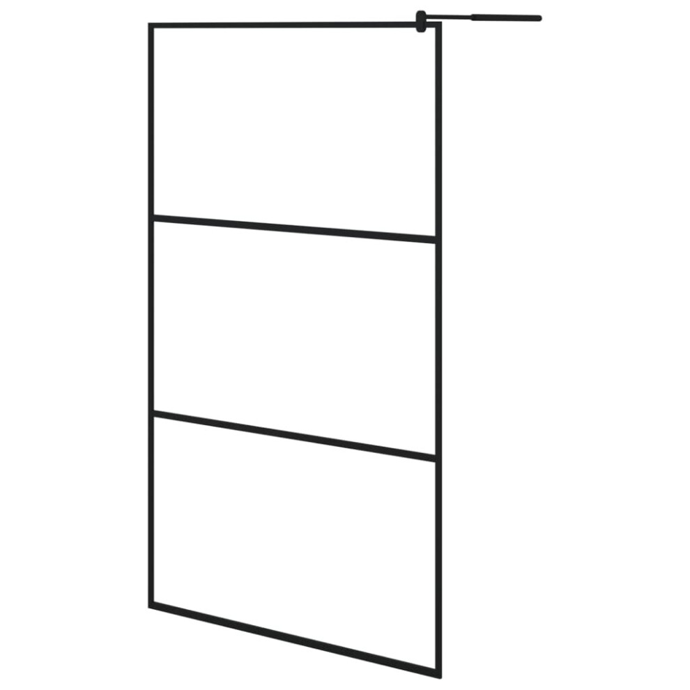 Vidaxl Walk-In Shower Wall With Clear Esg Glass Black 115X195 Cm Enclosure