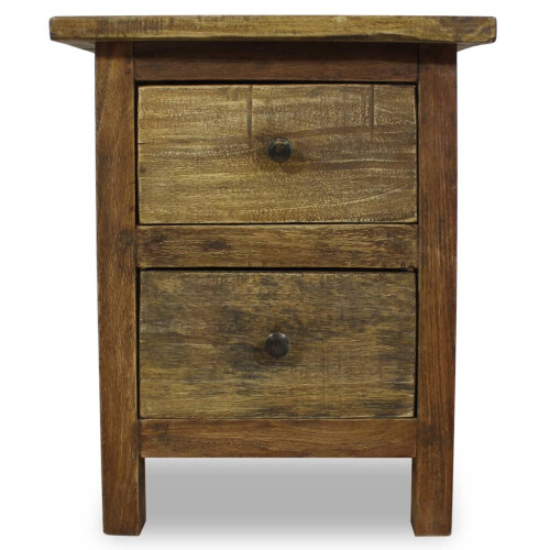 VidaXL vidaXL Nightstand Bedside Cabinet Side Table Bed Table Solid Mahogany Wood 2