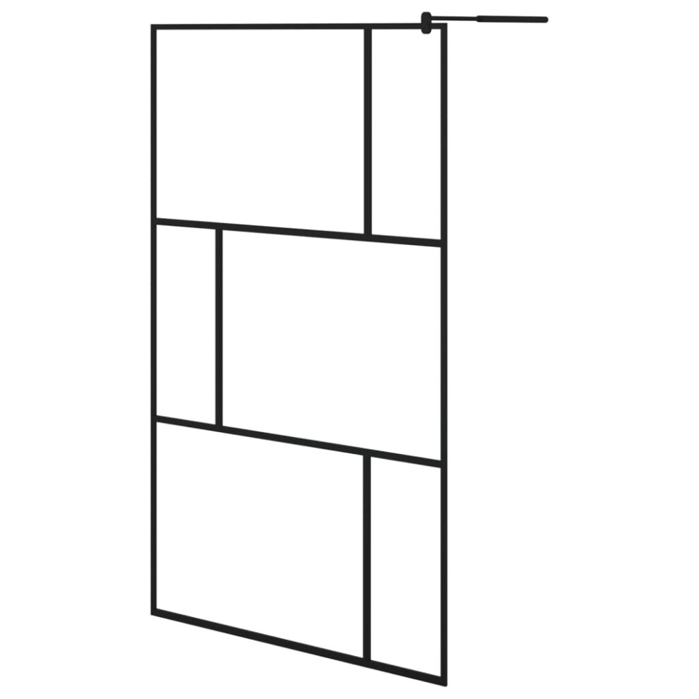 Vidaxl Walk-In Shower Wall With Tempered Glass Black 115X195 Cm Bath Screen 8720286288658