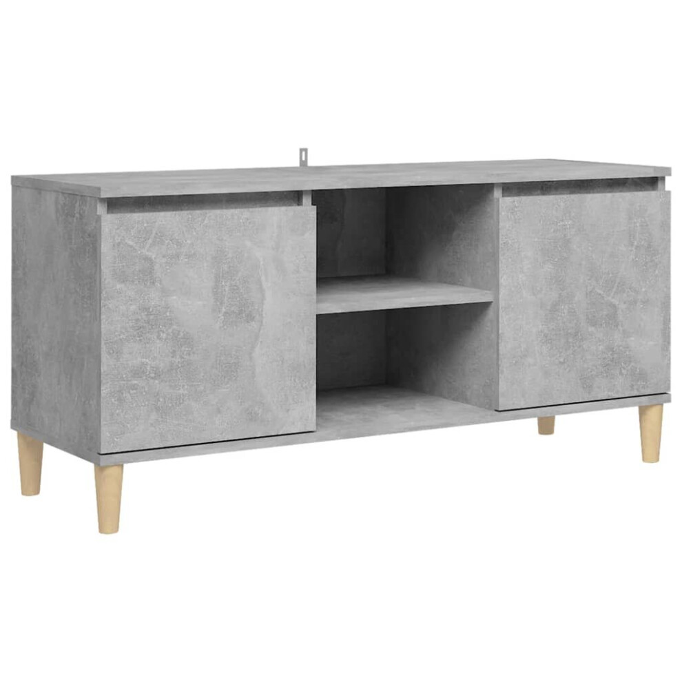 vidaXL TV Cabinet with Solid Wood Legs Concrete Grey TV Stand Hifi Cabinet