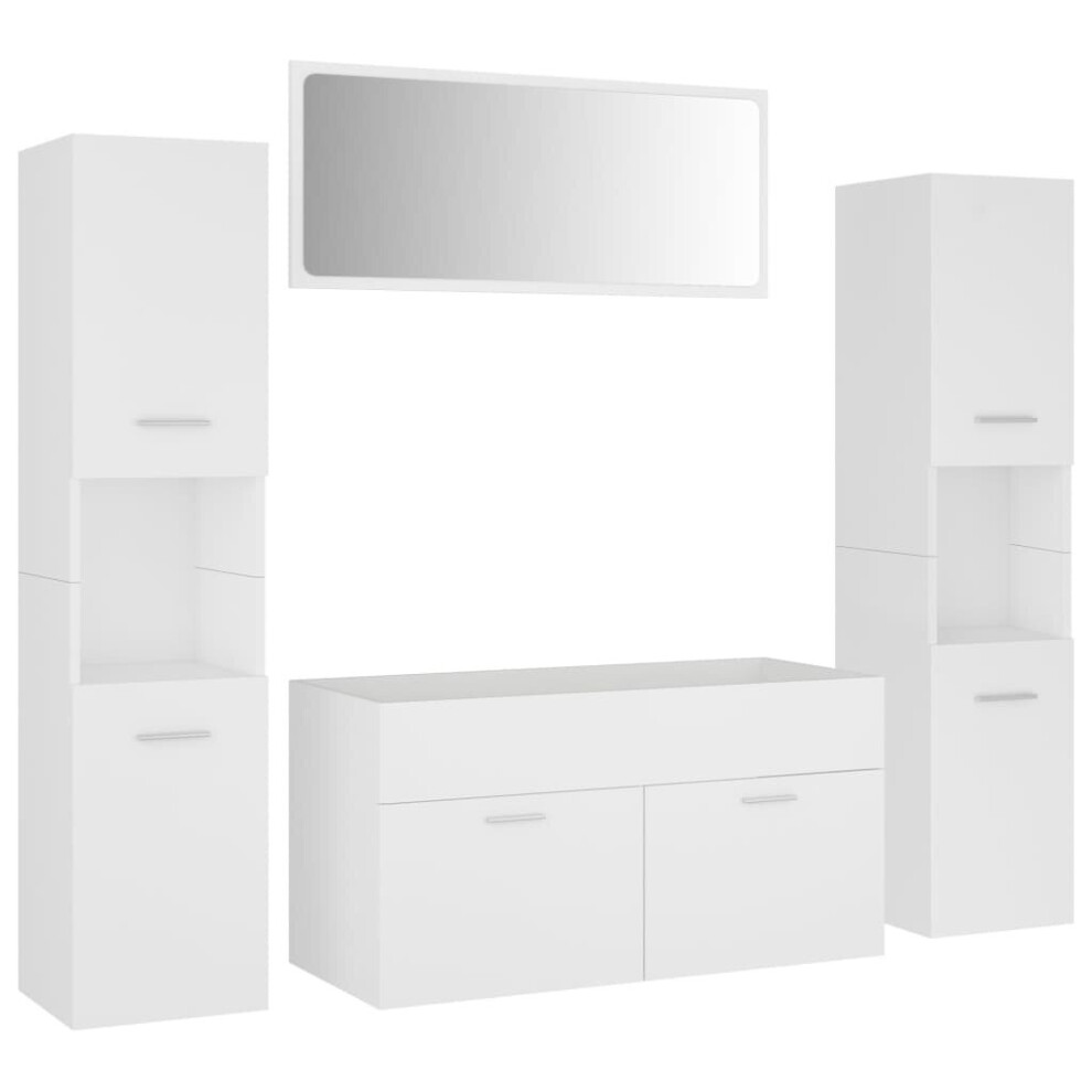 vidaXL Bathroom Furniture Set White Engineered Wood Wall Cabinet Indoor Mirror