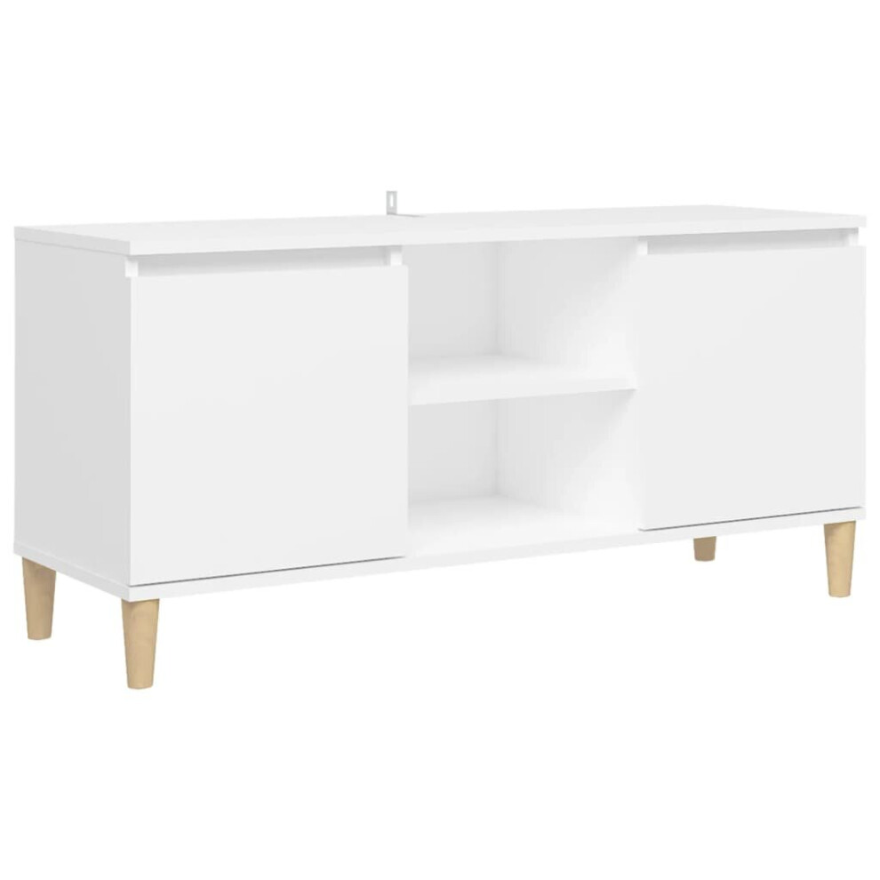 vidaXL TV Cabinet with Solid Wood Legs White Bedroom TV Stand Hifi Cabinet