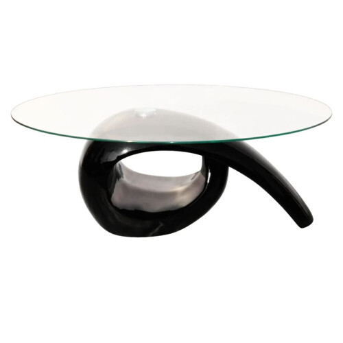 VidaXL New Modern High Gloss Glass Top Coffee Table Black Side Dinner Office Kitchen 2