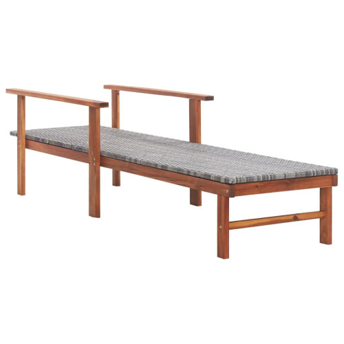 vidaXL liggestol, polyrattan og massivt akacietræ, grå 2