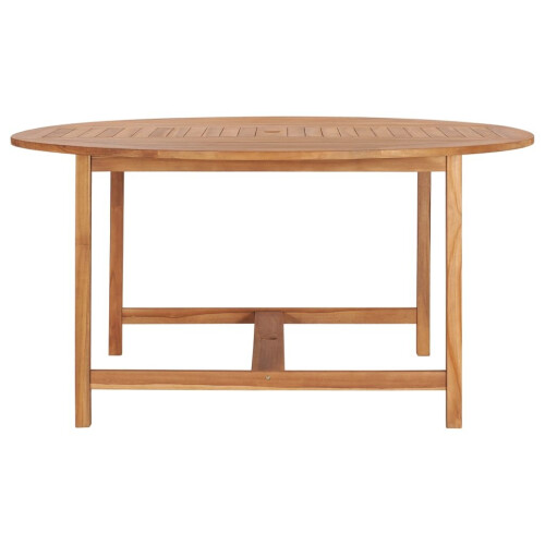 VidaXL vidaXL Solid Teak Wood Garden Table 150cm Kitchen Dining Room Picnic Table 2