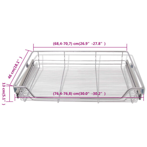 VidaXL 2 pcs Pull-Out Wire Baskets Kitchen Base Larder Units Storage Organiser 800 mm 1
