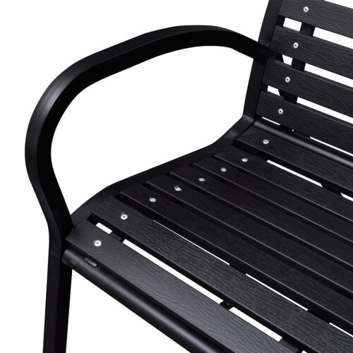 VidaXL vidaXL Garden Bench 125cm Steel and WPC Black Outdoor Patio Park Seat Chair 2