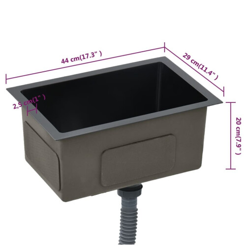 VidaXL vidaXL Handmade Kitchen Sink Black Stainless Steel Under-mount Kitchen Basin 2