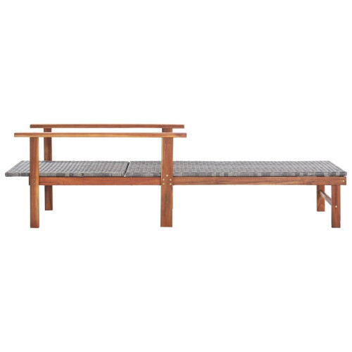 vidaXL liggestol, polyrattan og massivt akacietræ, grå 1