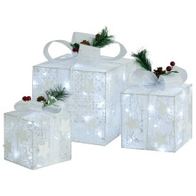 vidaXL 3x Decorative Christmas Gift Boxes White Outdoor Indoor Decoration
