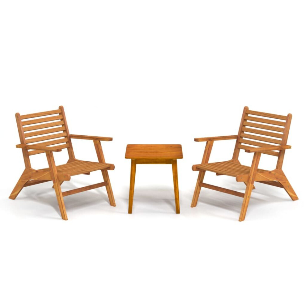 vidaXL Solid Wood Acacia Bistro Set 3 Piece Outdoor Relax Chair and Table