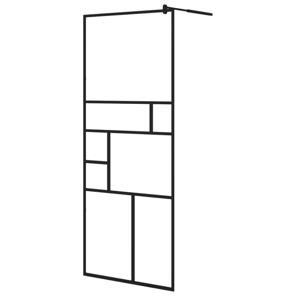 vidaXL Walk-in Shower Wall with Clear ESG Glass Black Bathroom Shower Screen