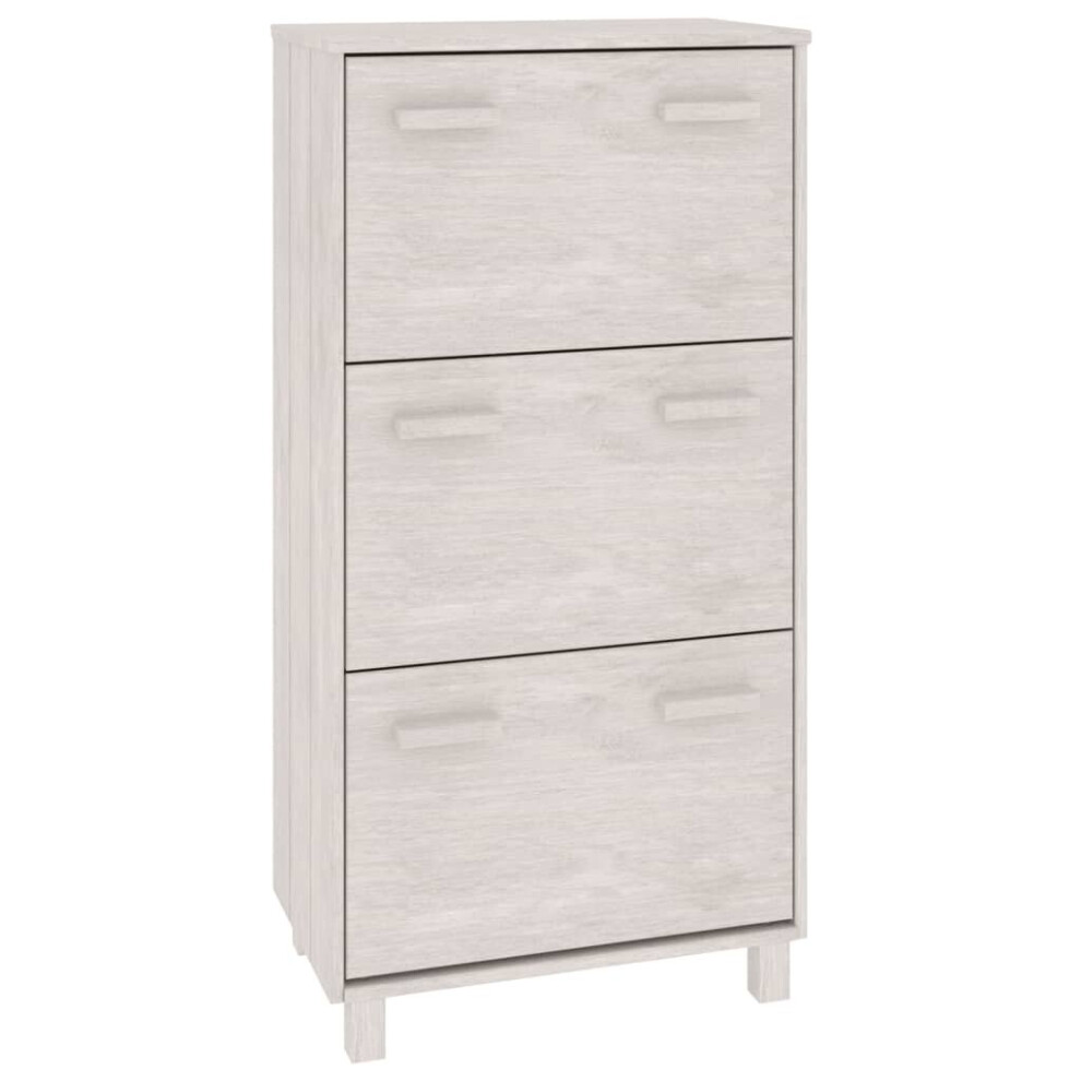 Vidaxl (White) Shoe Cabinet Solid Wood Pine Wooden Shoe Organiser Unit Multi Colours