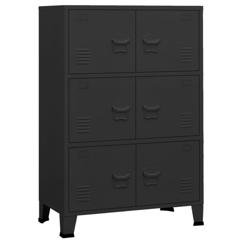 vidaXL Industrial Storage Chest Black 75x40x115 cm Metal Sideboard Cabinet